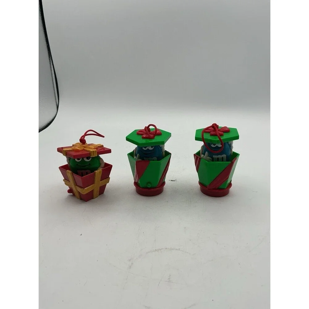 Lot of 3 M&M’s Pop Up Present Christmas Tree Ornaments Holiday Decorations